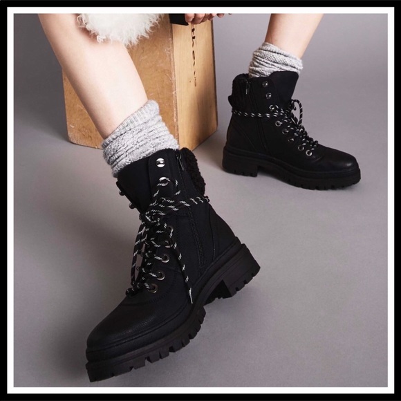 ❗️6-HOUR SALE❗️STEVE MADDEN ANKLE BOOTS BLACK LACE UP LEATHER BOOTIES A2C - Picture 10 of 12